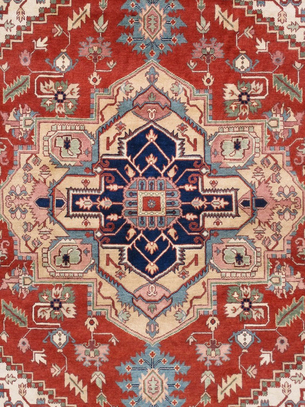 Pasargad Pasargad Serapi Hand-Knotted Wool Rug in Rust & Beige — Timeless, Durable, Soft Underfoot for Living Room Decor 4' 1'' X  6' 0'' PB-10B IVO 4X6