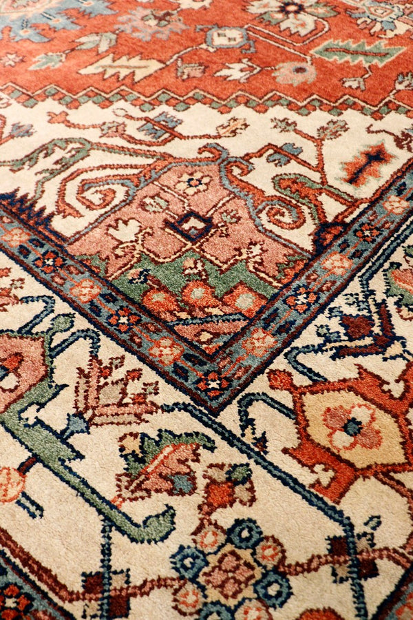 Pasargad Pasargad Serapi Hand-Knotted Wool Rug in Rust & Beige — Timeless, Durable, Soft Underfoot for Living Room Decor 4' 1'' X  6' 0'' PB-10B IVO 4X6