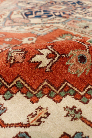 Pasargad Pasargad Serapi Hand-Knotted Wool Rug in Rust & Beige — Timeless, Durable, Soft Underfoot for Living Room Decor 4' 1'' X  6' 0'' PB-10B IVO 4X6