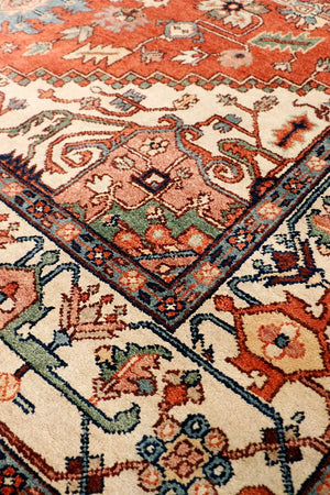 Pasargad Pasargad Serapi Hand-Knotted Wool Rug in Rust & Beige — Timeless, Durable, Soft Underfoot for Living Room Decor 8' 0'' X 10' 0'' PB-10B IVO 8X10