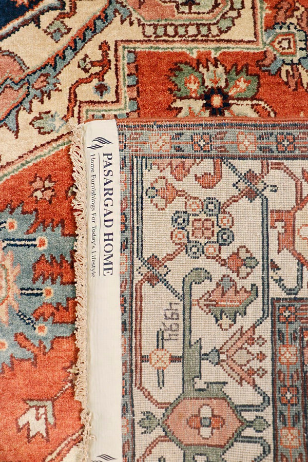 Pasargad Pasargad Serapi Hand-Knotted Wool Rug in Rust & Beige — Timeless, Durable, Soft Underfoot for Living Room Decor 8' 0'' X 10' 0'' PB-10B IVO 8X10