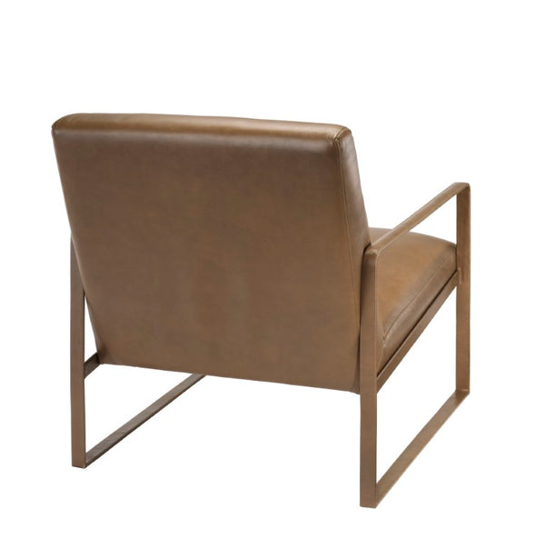 Jamie Young Co. Hemingway Leather Accent Chair With Hand-Forged Iron Frame, Full-Grain Comfort And Modern Elegance 32"H x 26.5"W x 27"D 20HEMI-CHTR