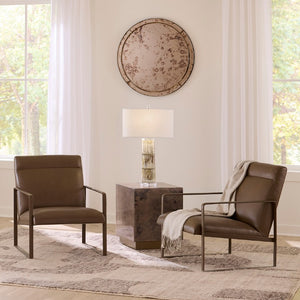 Jamie Young Co. Hemingway Leather Accent Chair With Hand-Forged Iron Frame, Full-Grain Comfort And Modern Elegance 32"H x 26.5"W x 27"D 20HEMI-CHTR