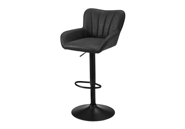Monarch Specialties Barstool, Set Of 2 Swivel Adjustable Height Counter To Bar Seating With Padded Curved Backrest And Metal Frame BLACK I 2328