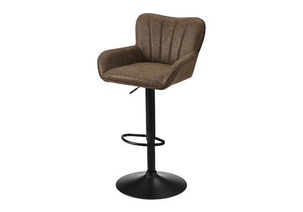 Monarch Specialties Barstool, Set Of 2 Swivel Adjustable Height Counter To Bar Seating With Padded Curved Backrest And Metal Frame BROWN,BLACK I 2329