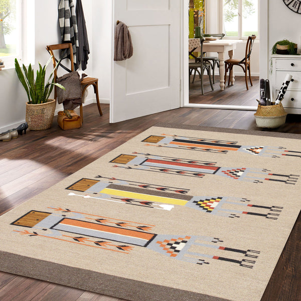 Pasargad Pasargad Home Tuscany Reversible Wool Flatweave Rug With Tribal Geometric Motifs PNT-413 4x6