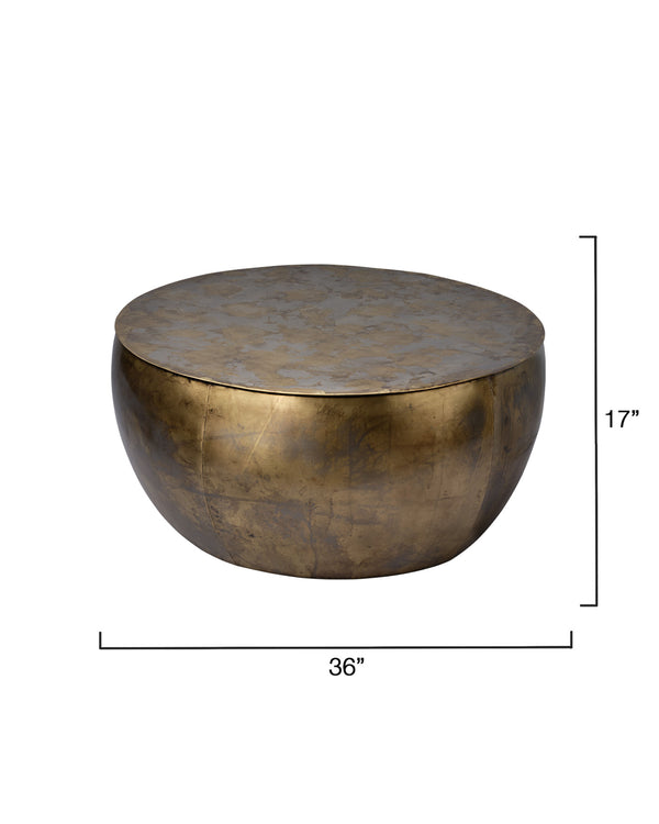 Jamie Young Co. Aphrodite Handcrafted Iron Coffee Table With Acid-Washed Brass & Silver Patina, Sculptural Drum Design 20APHR-CTGO