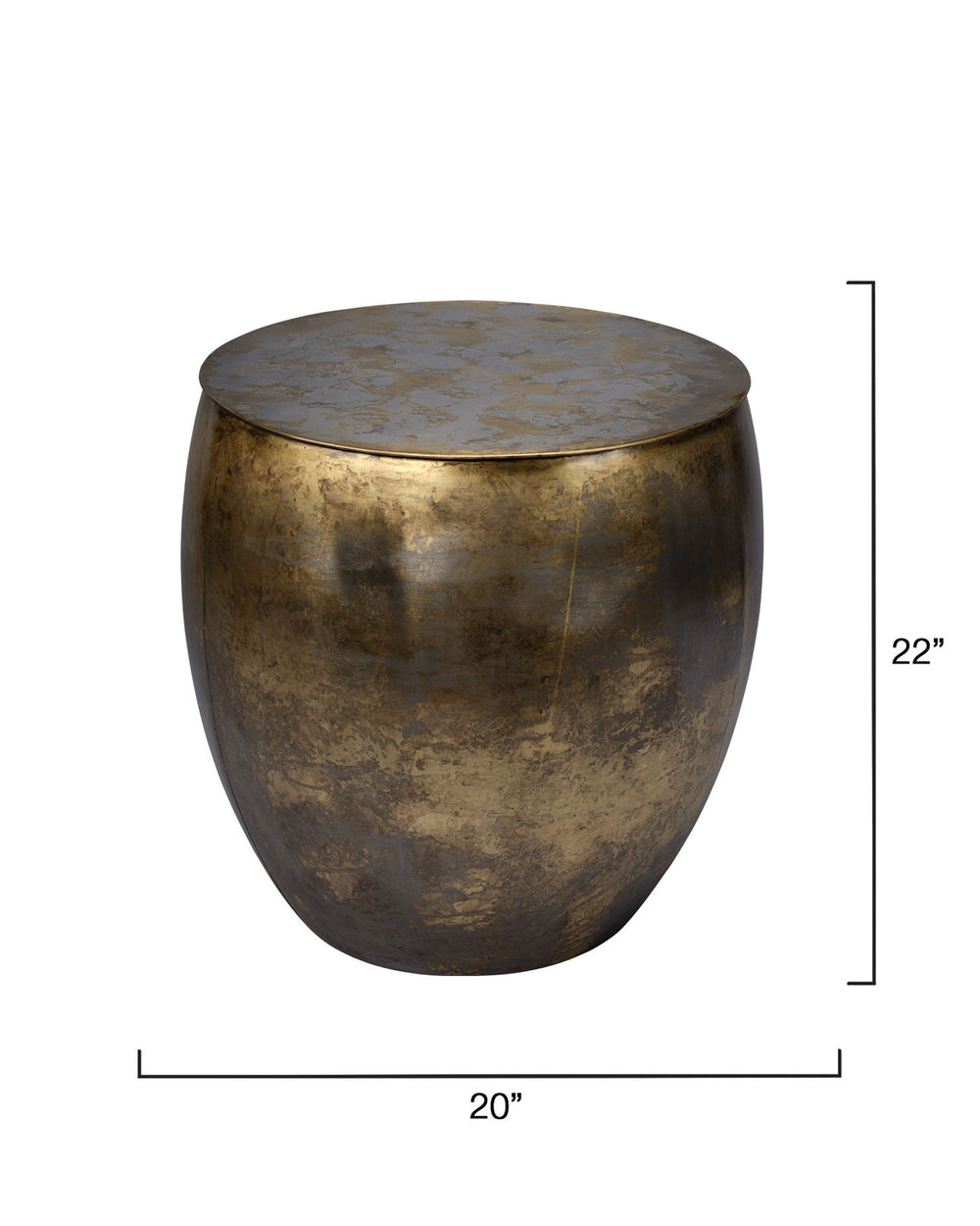 Jamie Young Co. Ares Hand-Forged Iron Side Table With Acid-Washed Antique Brass Patina — Sculptural Accent, 22"H 20ARES-STGO