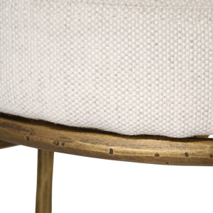 Jamie Young Co. Asteria Hand-Forged Iron Counter Stool In Antique Brass With Upholstered Performance Seat & Footrest 25"H x 19"W x 19"D 20ASTE-CSGO