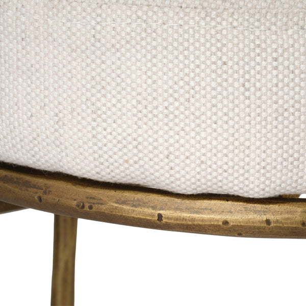 Jamie Young Co. Asteria Hand-Forged Iron Counter Stool In Antique Brass With Upholstered Performance Seat & Footrest 25"H x 19"W x 19"D 20ASTE-CSGO