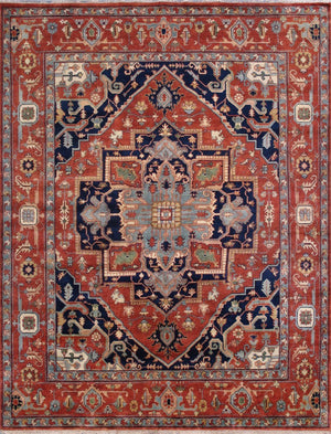 Pasargad Pasargad Serapi Hand-Knotted Wool Rug with Tribal Motifs, Aged Patina, Durable Luxe Texture 10' 0'' X 10' 1'' PB-20 10X10