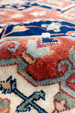 Pasargad Pasargad Serapi Hand-Knotted Wool Rug with Tribal Motifs, Aged Patina, Durable Luxe Texture 10' 0'' X 10' 1'' PB-20 10X10