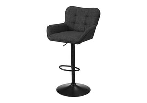 Monarch Specialties Barstool, Set Of 2 Adjustable Swivel Bar/Counter Height Black Fabric With Padded Back & Footrest — Modern Comfort I 2334