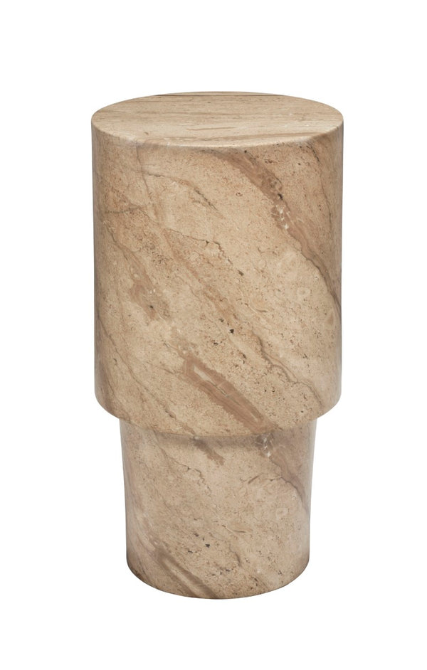 Jamie Young Co. St. Germain Drink Table — Handcrafted Gfrc Faux Travertine Beige Accent Side Table, Indoor/Outdoor 20"H x 11"W x 11"D 20STGE-DTLBE