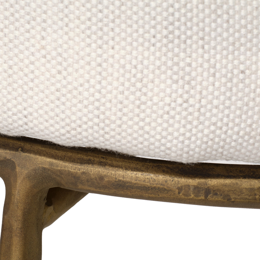 Jamie Young Co. Asteria Hand-Forged Iron Counter Stool In Antique Brass With Upholstered Performance Seat & Footrest 31"H x 19"W x 19"D 20ASTE-BSGO
