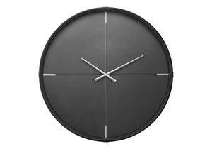 Monarch Specialties Clocks, 30" Oversized Round Wall Clock With Silent Quartz Movement And Minimalist Glass Face, Modern Decor BLACK,SILVER I 9035