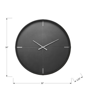 Monarch Specialties Clocks, 30" Oversized Round Wall Clock With Silent Quartz Movement And Minimalist Glass Face, Modern Decor BLACK,SILVER I 9035