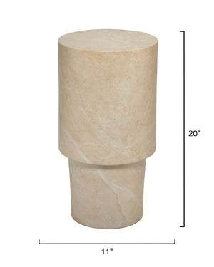 Jamie Young Co. St. Germain Drink Table Hand-Finished Faux Travertine Concrete Accent Table, Indoor/Outdoor Charm 20"H x 11"W x 11"D 20STGE-DTLCR