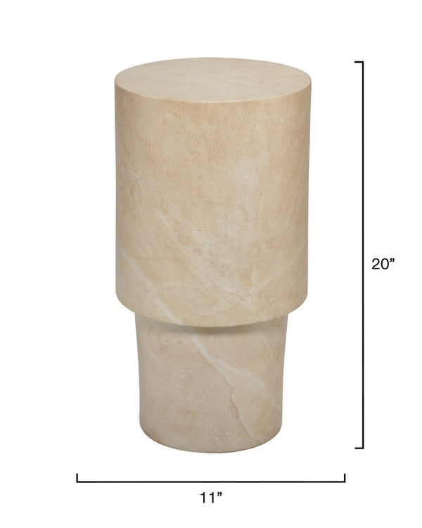 Jamie Young Co. St. Germain Drink Table Hand-Finished Faux Travertine Concrete Accent Table, Indoor/Outdoor Charm 20"H x 11"W x 11"D 20STGE-DTLCR