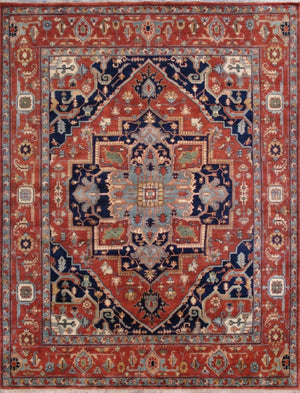 Pasargad Pasargad Serapi Hand-Knotted Wool Rug with Tribal Motifs, Aged Patina, Durable Luxe Texture 9' 2'' X 12' 1'' PB-20 9X12