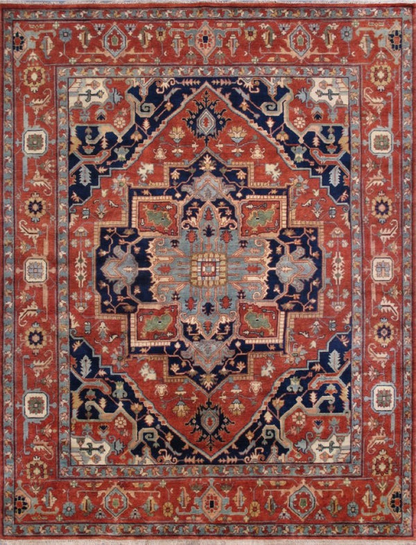 Pasargad Pasargad Serapi Hand-Knotted Wool Rug with Tribal Motifs, Aged Patina, Durable Luxe Texture 9' 2'' X 12' 1'' PB-20 9X12