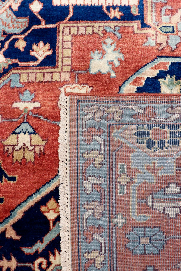 Pasargad Pasargad Serapi Hand-Knotted Wool Rug with Tribal Motifs, Aged Patina, Durable Luxe Texture 9' 2'' X 12' 1'' PB-20 9X12