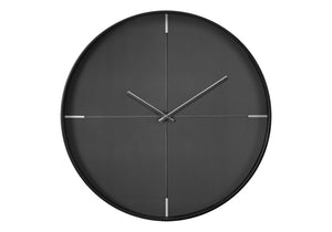 Monarch Specialties Clocks, 20" Round Wall Clock — Slim Contemporary Design With Quiet Quartz Movement For Any Room BLACK,SILVER I 9050