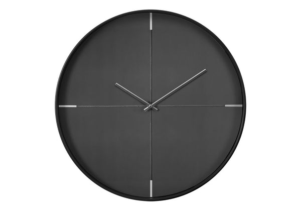 Monarch Specialties Clocks, 20" Round Wall Clock — Slim Contemporary Design With Quiet Quartz Movement For Any Room BLACK,SILVER I 9050