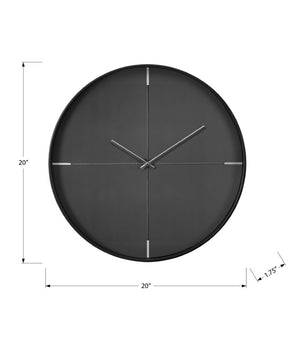 Monarch Specialties Clocks, 20" Round Wall Clock — Slim Contemporary Design With Quiet Quartz Movement For Any Room BLACK,SILVER I 9050