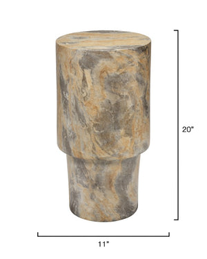 Jamie Young Co. St. Germain Concrete Drink Table With Grey Faux-Marble Finish, Slim Outdoor-Safe Side Table, 150 Lb Capacity 20"H x 11"W x 11"D 20STGE-DTLGR