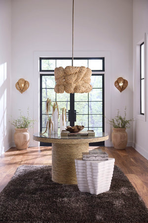 Jamie Young Co. Strata Sculptural Side Table In Cream Glaze — Glass Fiber Reinforced Concrete, Indoor/Outdoor Accent Piece 18"H x 18"W x 18"D 20STRA-STCR