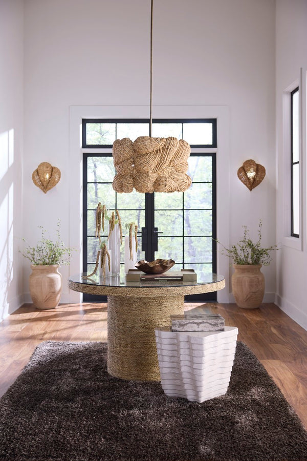 Jamie Young Co. Strata Sculptural Side Table In Cream Glaze — Glass Fiber Reinforced Concrete, Indoor/Outdoor Accent Piece 18"H x 18"W x 18"D 20STRA-STCR
