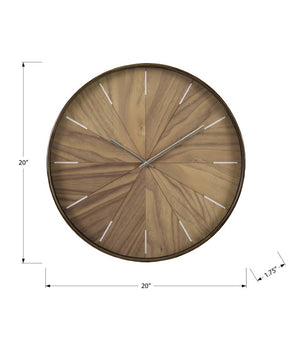 Monarch Specialties Clocks, 20" Round Wall Clock With Wood-Look Face, Glass Cover, Quiet Quartz Movement, Ready To Hang BROWN,BLACK,SILVER I 9051