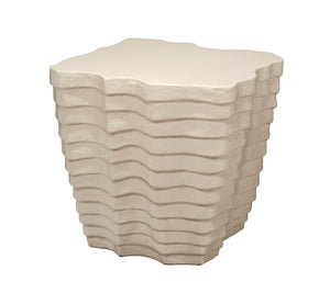 Jamie Young Co. Strata Sculptural Side Table In Cream Glaze — Glass Fiber Reinforced Concrete, Indoor/Outdoor Accent Piece 18"H x 18"W x 18"D 20STRA-STCR