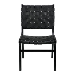 Dede Handwoven Leather Dining Chair Solid Teak Frame Scandinavian Minimalist Style