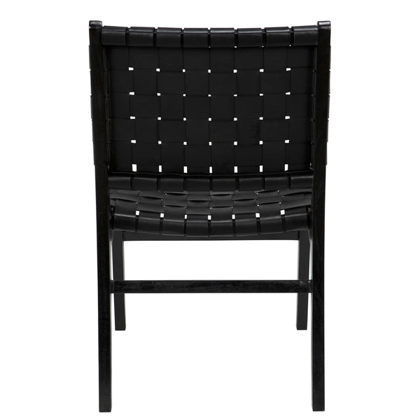 Dede Handwoven Leather Dining Chair Solid Teak Frame Scandinavian Minimalist Style