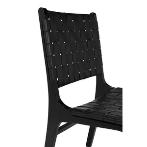 Dede Handwoven Leather Dining Chair Solid Teak Frame Scandinavian Minimalist Style