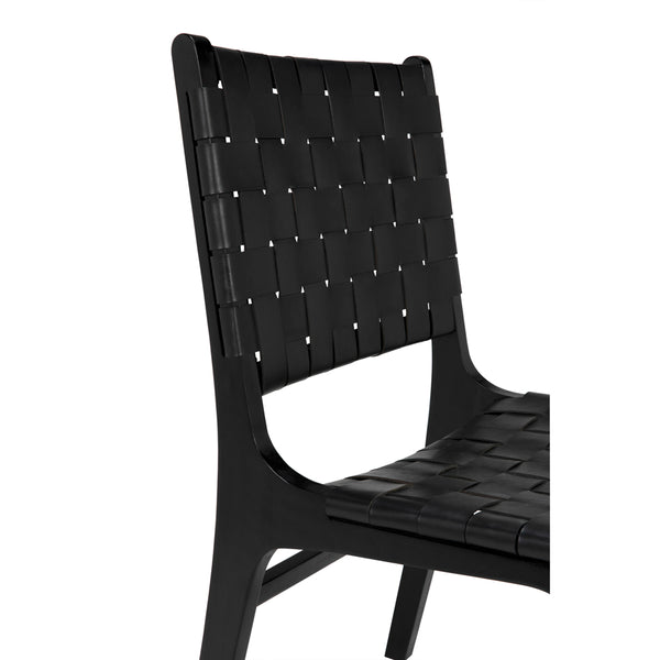 Dede Handwoven Leather Dining Chair Solid Teak Frame Scandinavian Minimalist Style