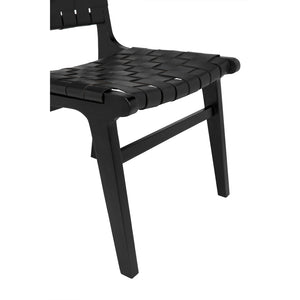 Dede Handwoven Leather Dining Chair Solid Teak Frame Scandinavian Minimalist Style