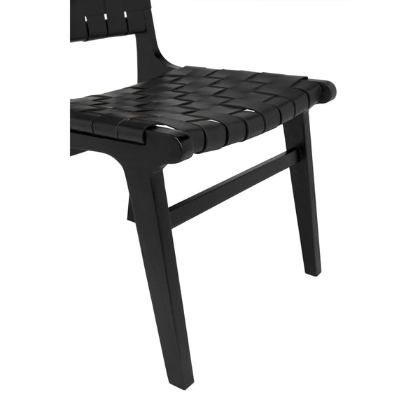 Dede Handwoven Leather Dining Chair Solid Teak Frame Scandinavian Minimalist Style