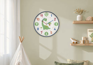 Monarch Specialties Clocks, 18" Round Juvenile Wall Clock With Multi-Color Face, Quiet Non-Ticking Quartz, Durable Glass WHITE,BLUE,GREEN,ORANGE,RED,YELLOW I 9100