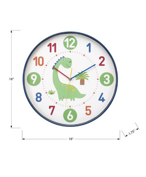 Monarch Specialties Clocks, 18" Round Juvenile Wall Clock With Multi-Color Face, Quiet Non-Ticking Quartz, Durable Glass WHITE,BLUE,GREEN,ORANGE,RED,YELLOW I 9100