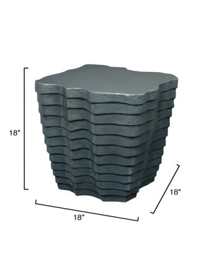 Jamie Young Co. Strata Sculptural Side Table In Slate Blue Glaze — Glass Fiber Reinforced Concrete, Indoor/Outdoor Elegance 18"H x 18"W x 18"D 20STRA-STSL