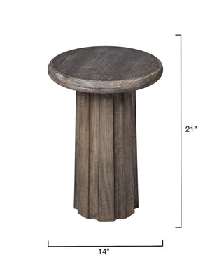 Jamie Young Co. Cremini Handcrafted Mango Wood Side Table In Grey Wash — Fluted Sculptural Base, 21"H X 14"W компакт 20CREM-STGR