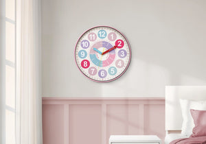 Monarch Specialties Clocks, 18" Round Juvenile Wall Clock With Multi-Color Dial, Large Numerals & Silent Quartz Movement WHITE,GREEN,PINK,PURPLE,YELLOW I 9102