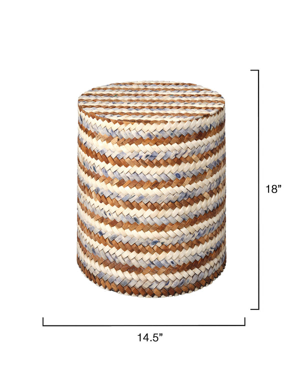 Jamie Young Co. Interwoven Buffalo Bone & Teak Side Table — Handcrafted Braided Inlay, Coastal-Contemporary Accent (18"H) 20INTE-STBL