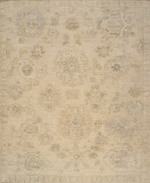 Pasargad Pasargad Hand‑Knotted Oushak Wool Rug in Cream — Timeless geometric motif, plush durable pile, elegant warmth 9' 2'' X 12' 0'' PLI-01 9x12