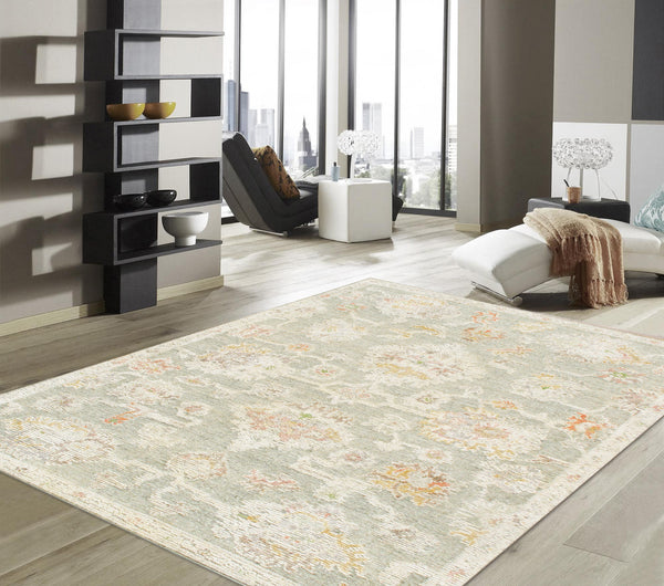 Pasargad Pasargad Home Oushak Hand-Knotted Wool Rug Floral Traditional Living Room Accent PRP-40 8X10