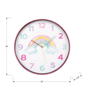 Monarch Specialties Clocks, 18" Round Juvenile Wall Clock With Silent Quartz Movement, Multi-Color Face For Kids WHITE,GREEN,PINK,PURPLE,YELLOW I 9103