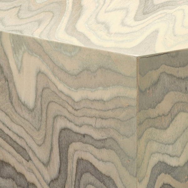 Jamie Young Co. Vale Veneer Side Table In Sand Grey With Strata Wood Grain Veneer, Chamfered Corners & Neutral Style 20VALE-STSA